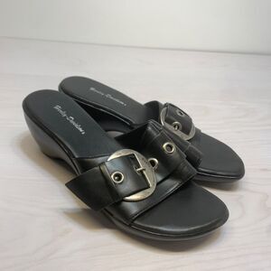 Harley Davidson Macie Ring One Band Slide Sandals - Black Size 8.5 Wedge Moto